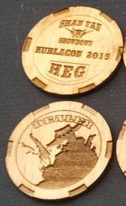Participant Tokens - "Shan Fan Showdown" provided by HEG for KublaCon 2015
